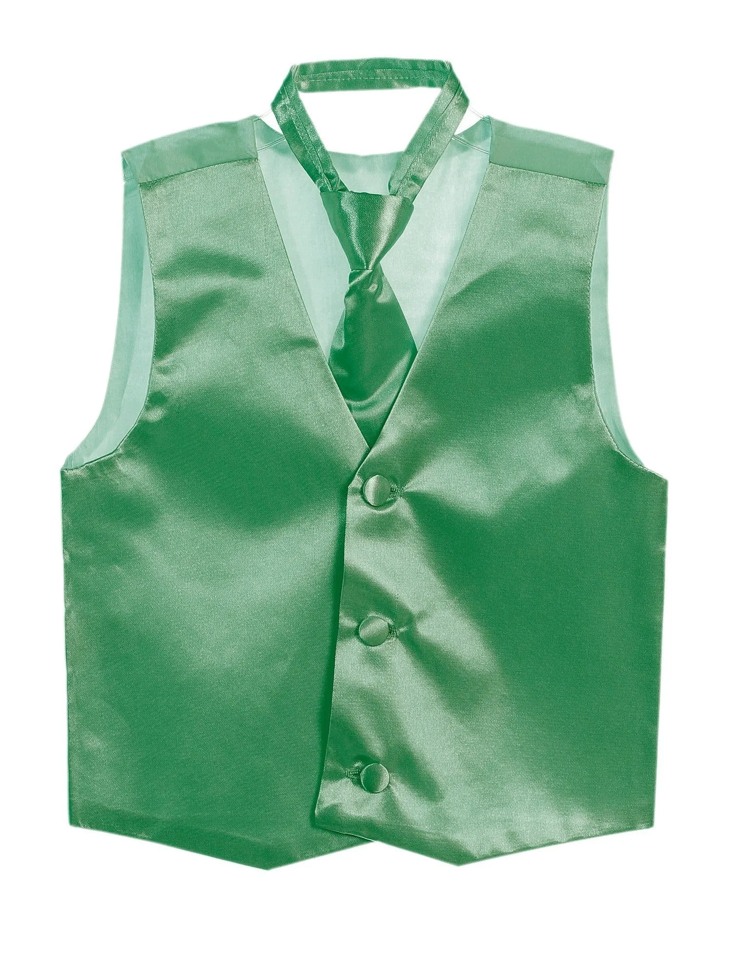 Big Boys Emerald Green Three Button Satin Vest Tie 2 Pc Set 8-16