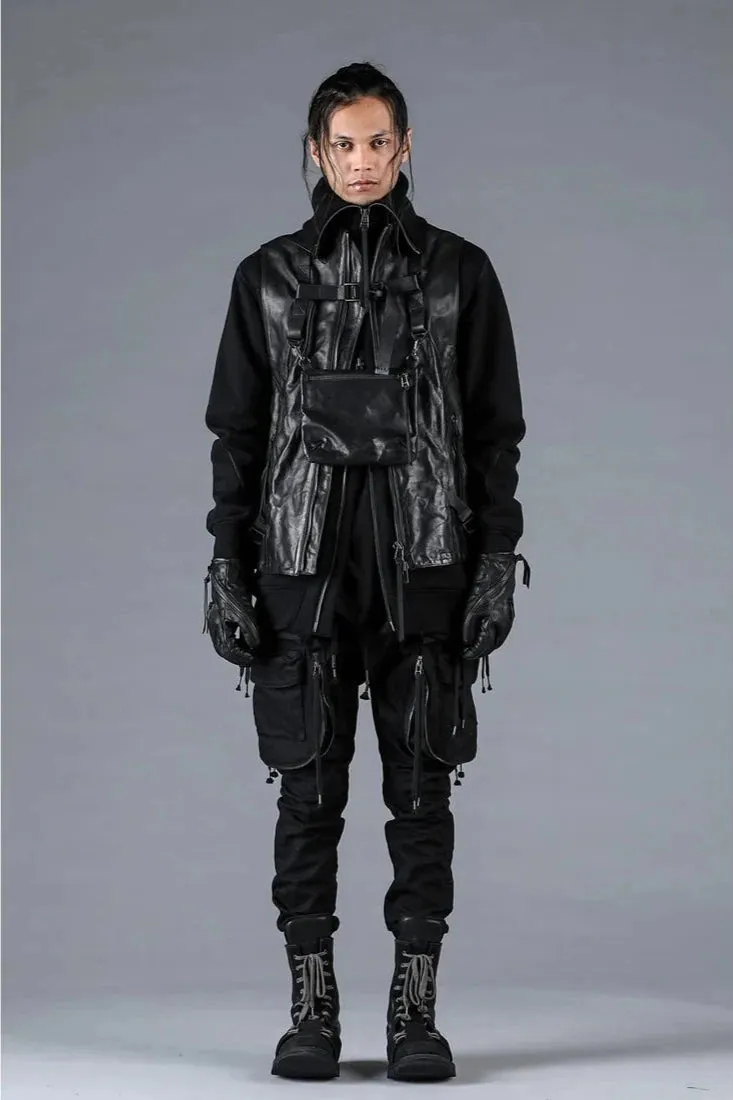 Black Horse leather High Neck Vest