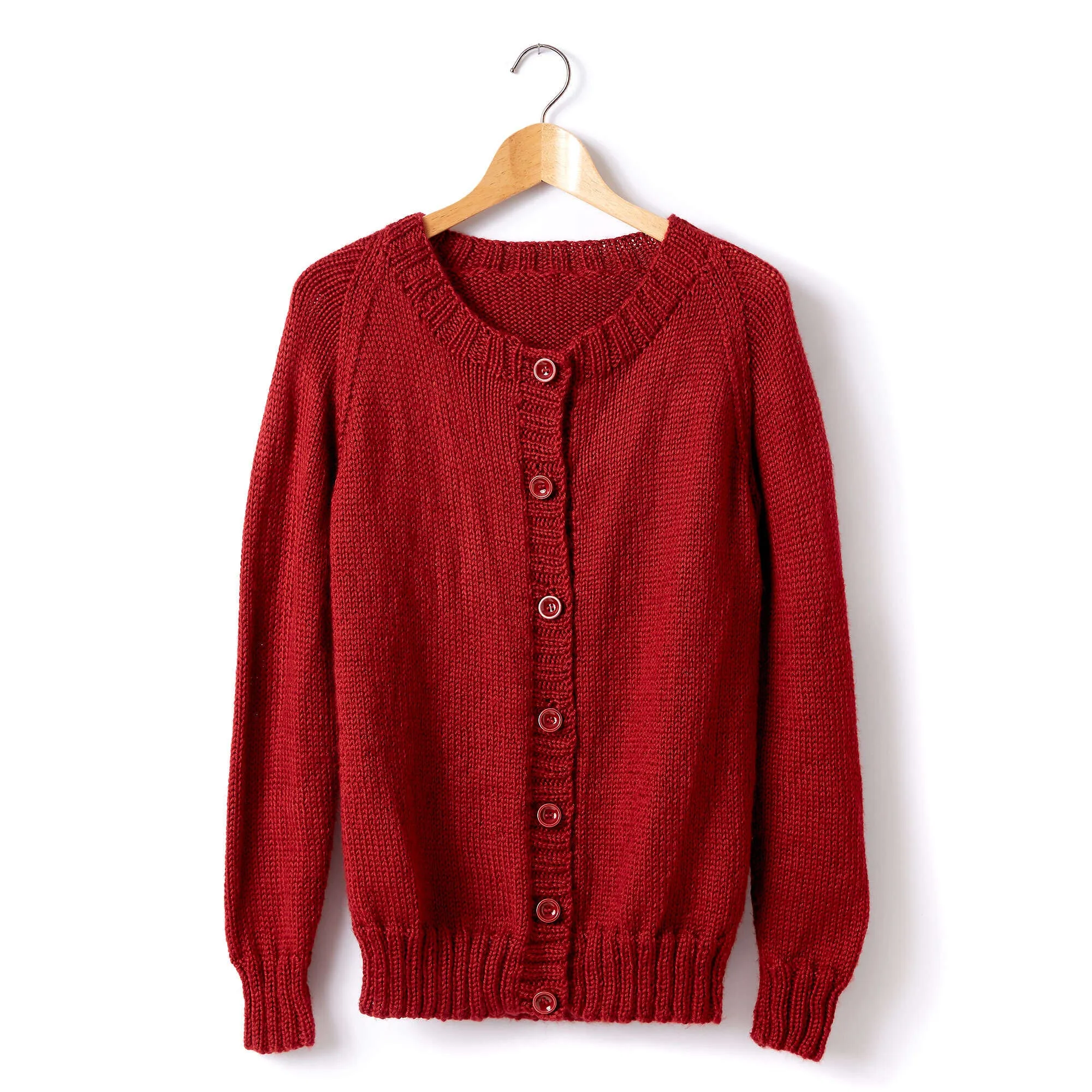 Caron Adult Knit Crew Neck Cardigan