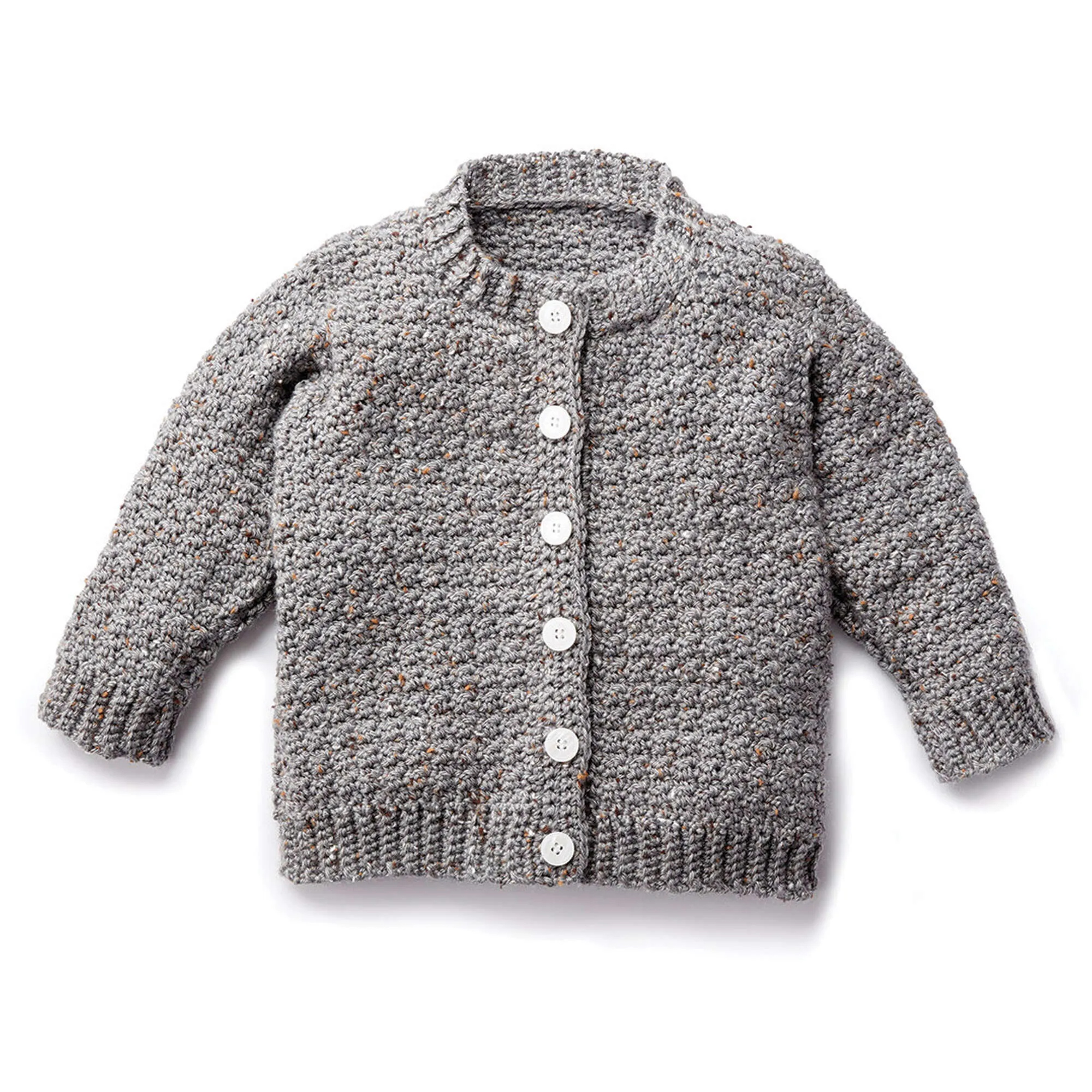 Caron Child's Crochet Crew Neck Cardigan