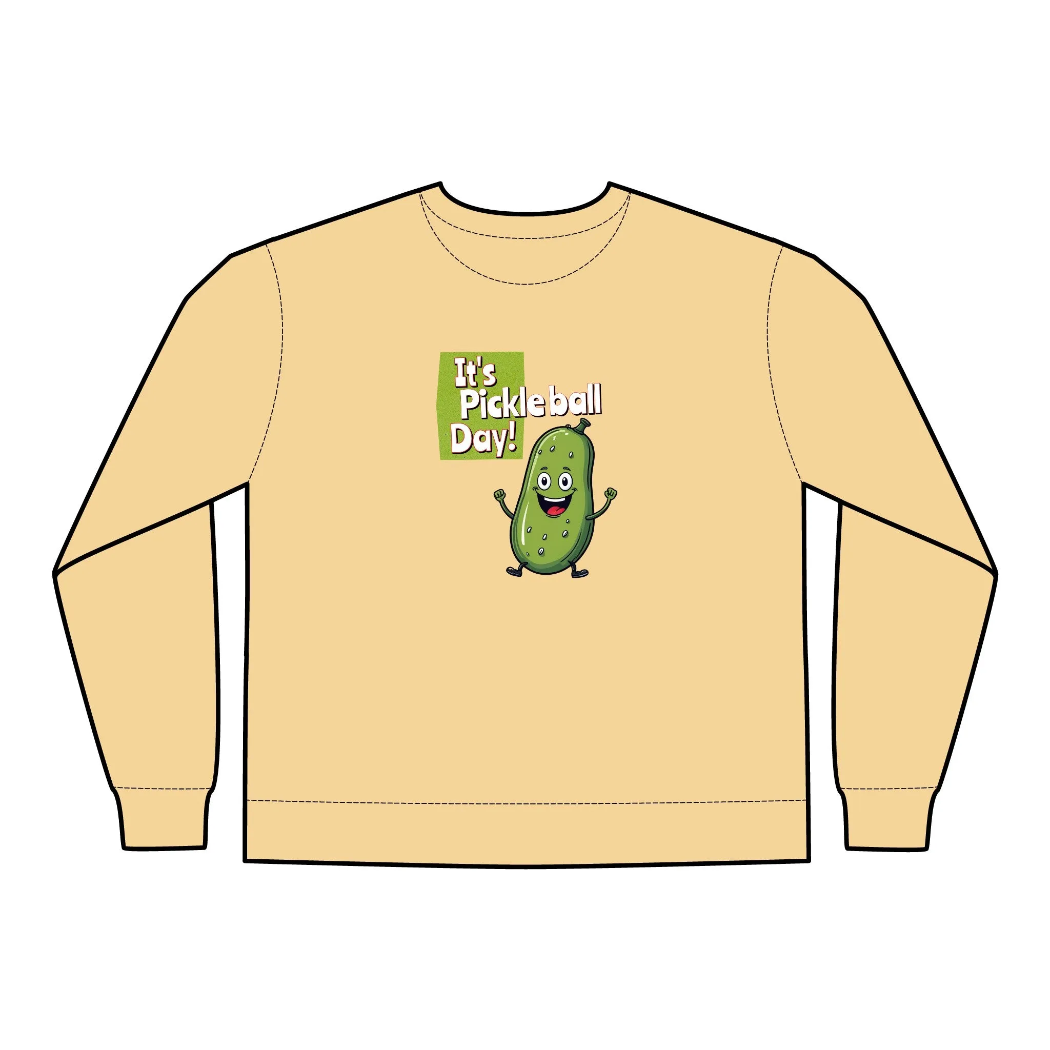 Crewneck Sweatshirt - Happy Pickle Dude - It's Pickleball Day Design