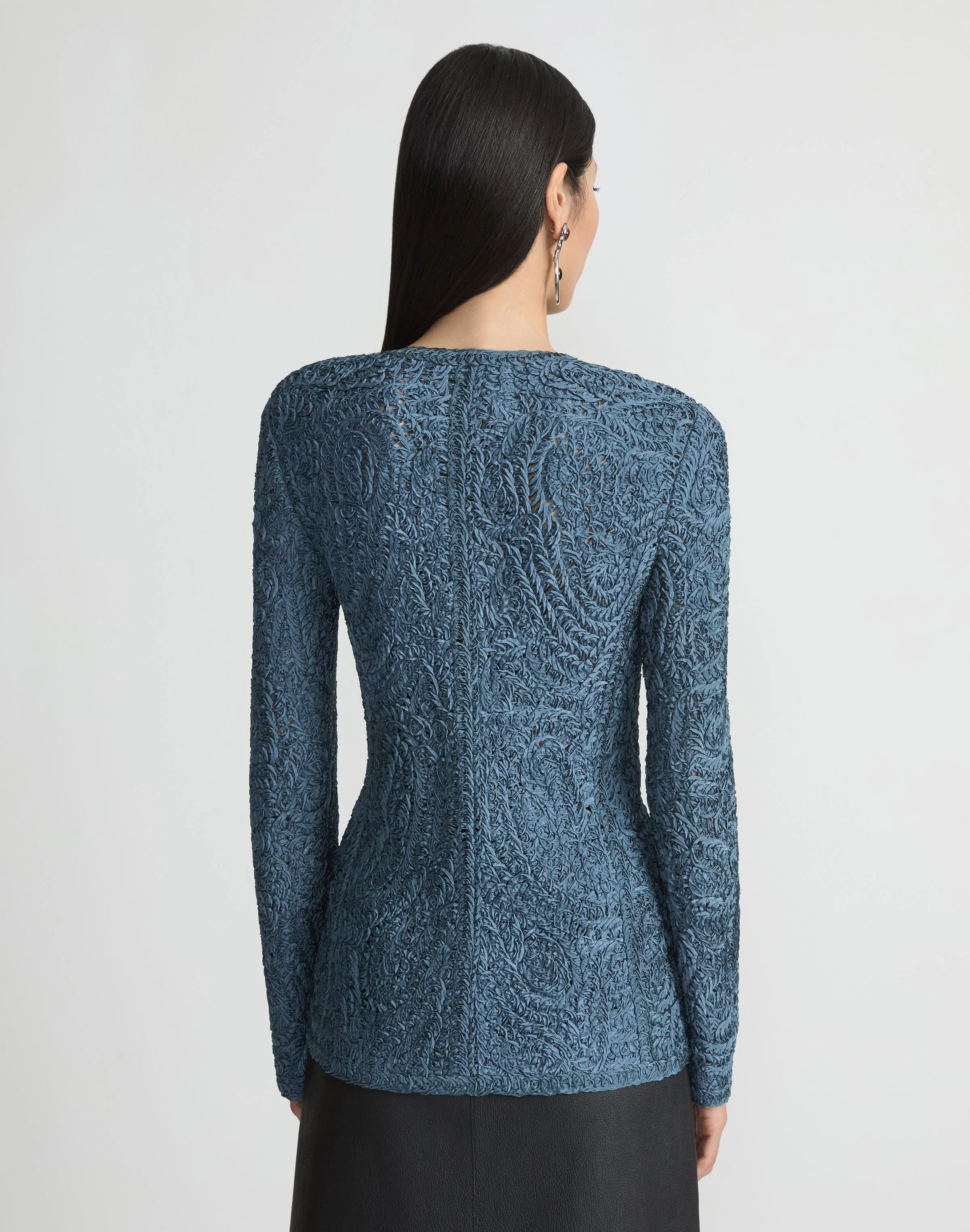 Embroidered Soutache Crewneck Cardigan