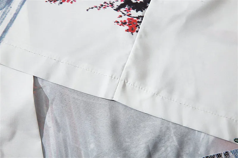 Fox Cranes Dragon Japanese Women Kimono Robe Cardigan