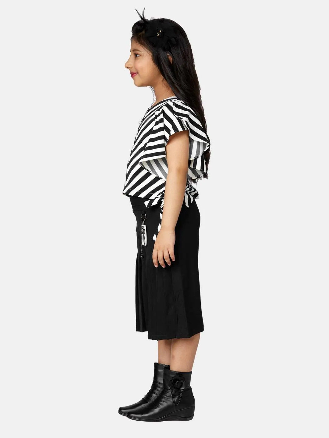 Girls Mauve Printed Culotte With Top 13326