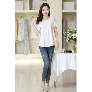 Ketty More Women Evening Wear Short Sleeves Lace Shirt -KMWSB821