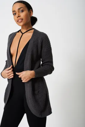 Knitted Cardigan In Dark Grey Ex-Branded