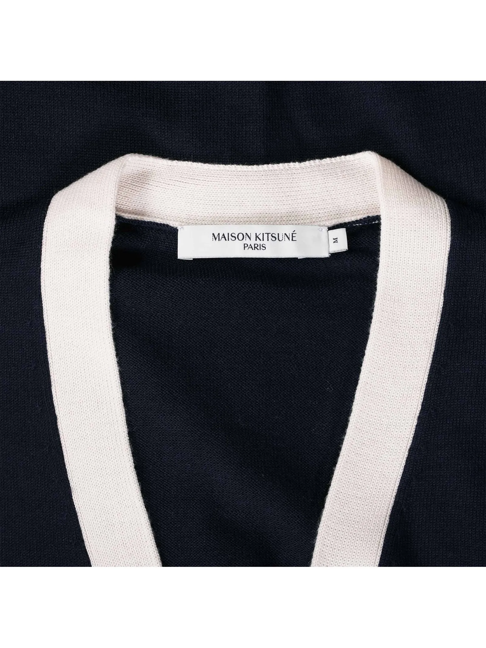 Maison Kitsune Unisex Baby Fox Patch Bi-Color Classic Cardigan Navy HU00542KT1036 P480