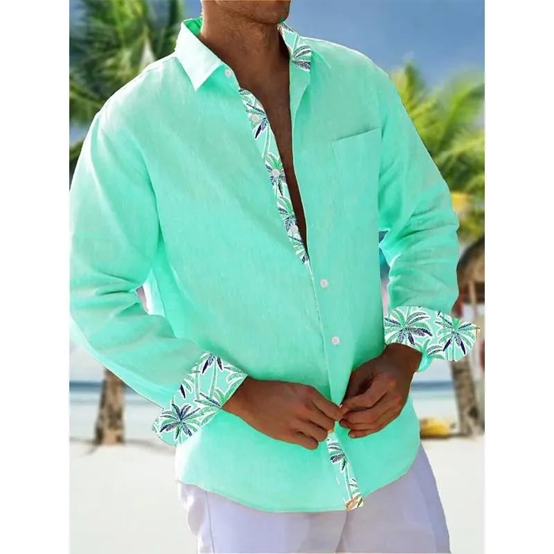 Men's Lapel Casual Long Sleeve Shirt 14787297YM