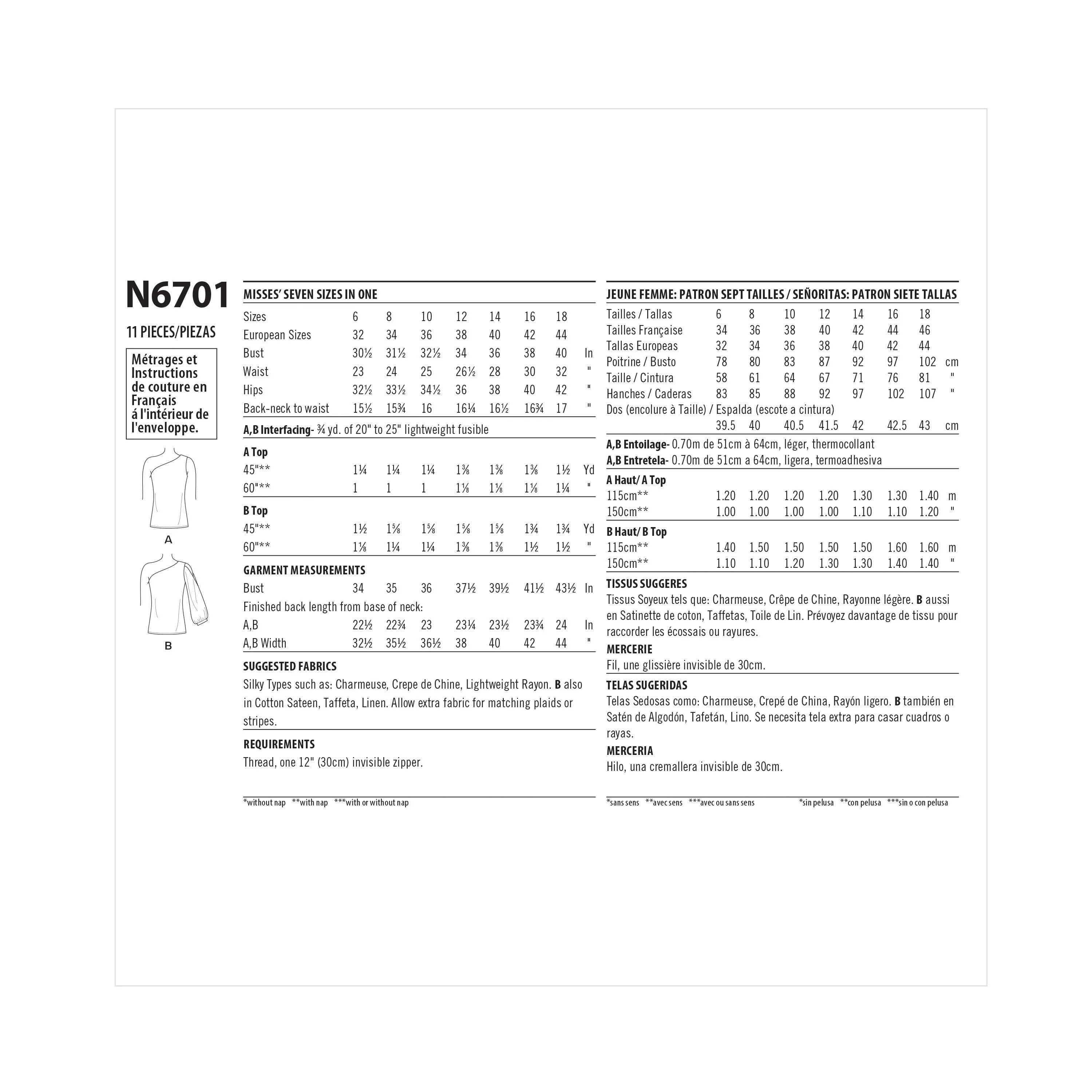 New Look Sewing Pattern 6701