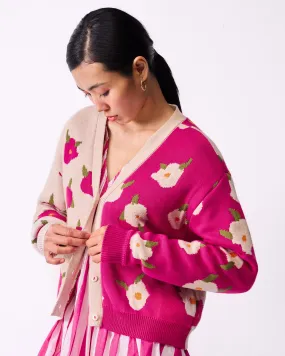 Raven Cardigan - Fuchsia & Oatmeal