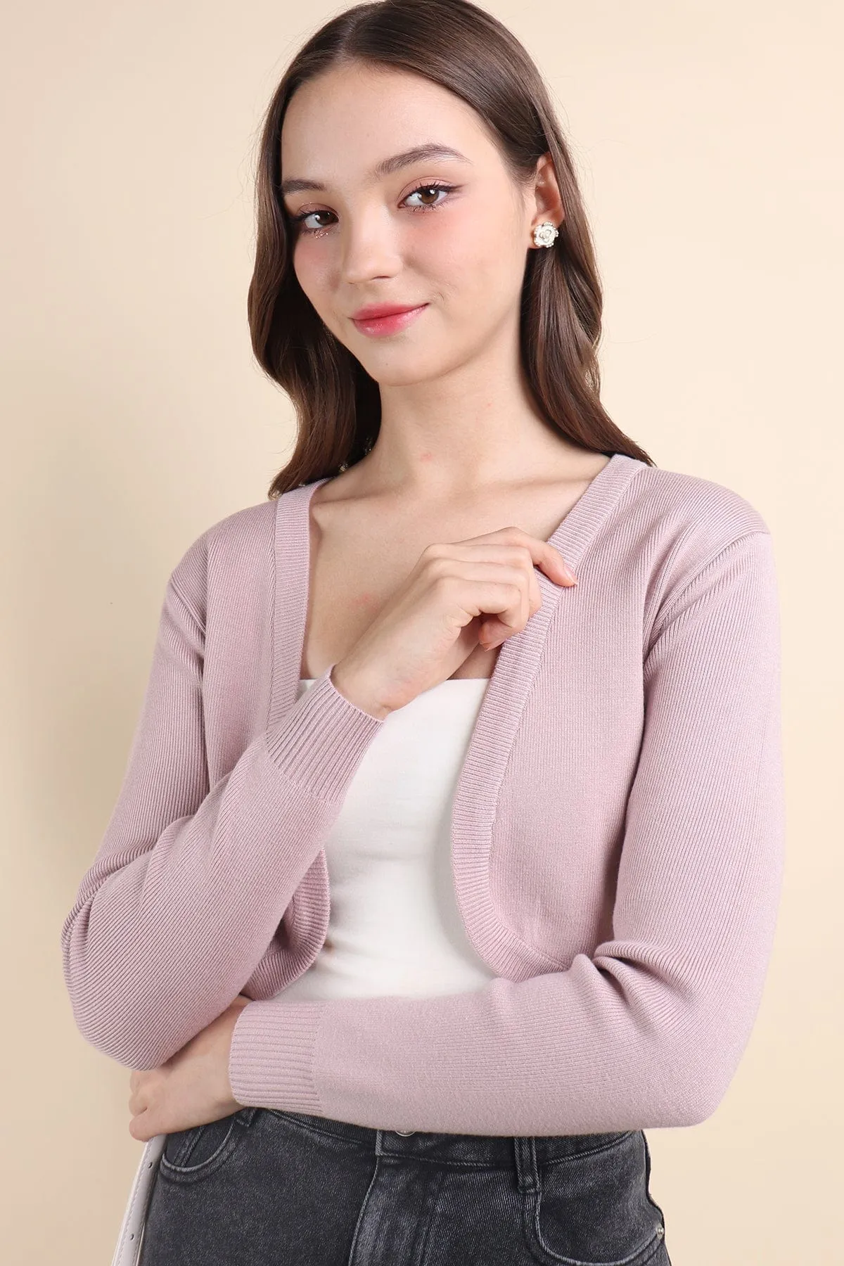 SIDNEY CROPPED CARDIGAN IN ROAST PINK