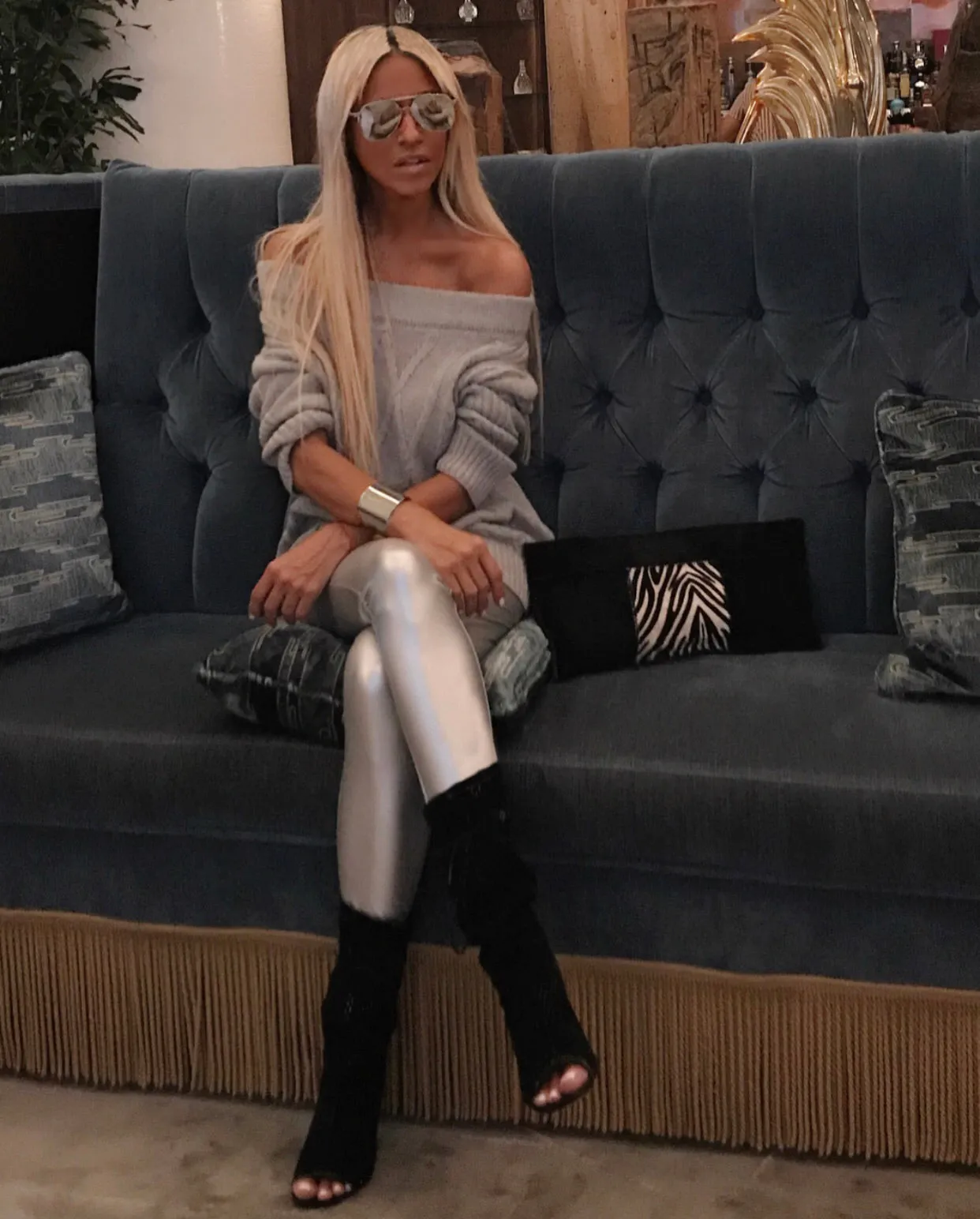 Silver Moon Knit Off the Shoulder Top  - The Park Avenue