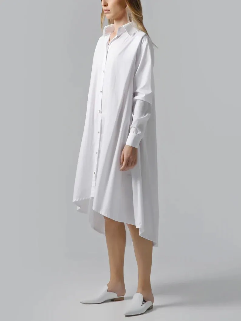Vonda Women's Fashion Button Down Poplin Shirt Dress S3117338