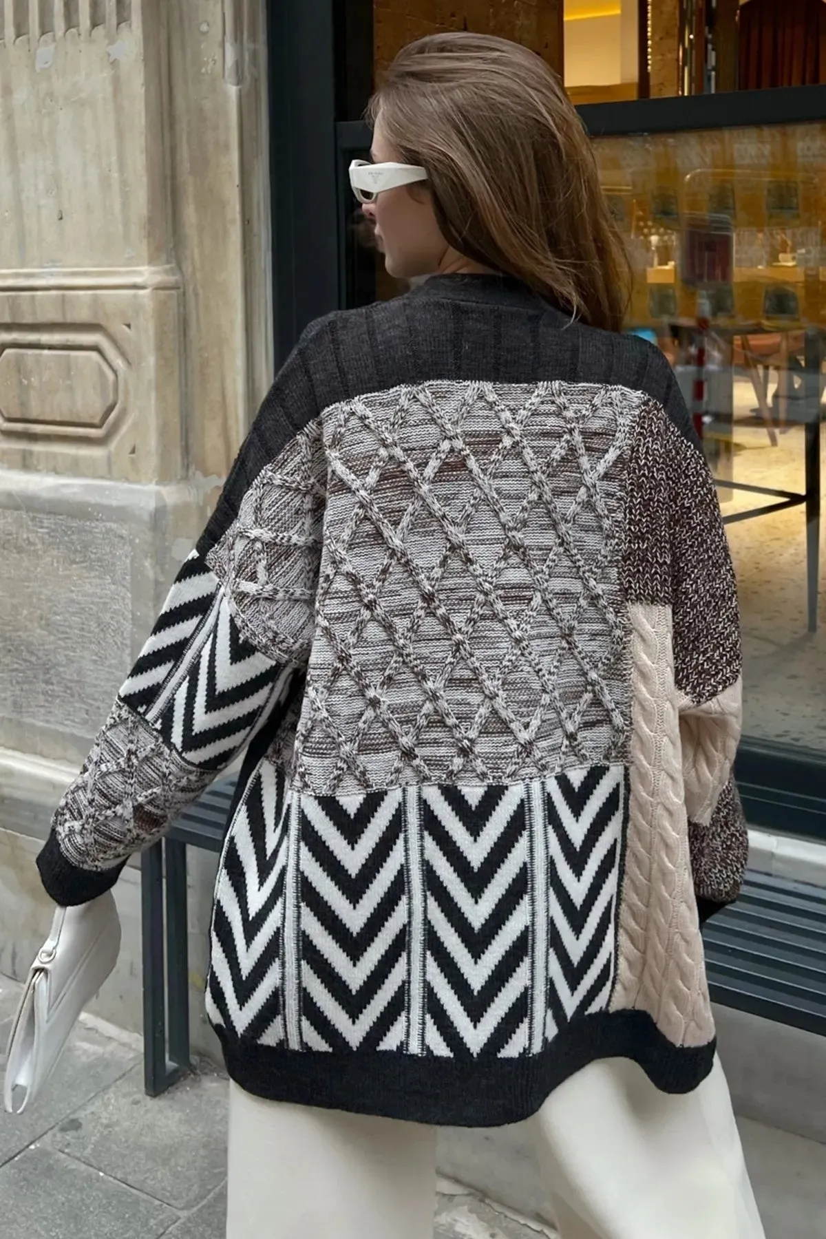 Women's Patterned Garnished Knitted Cardigan