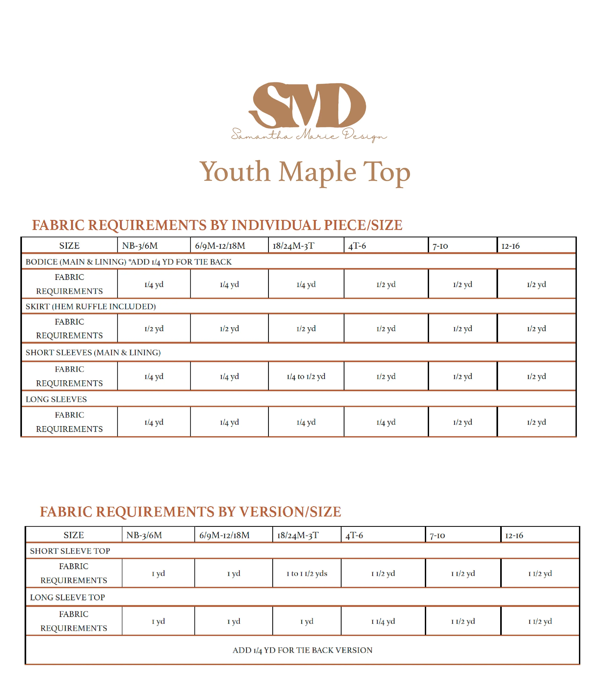 Youth Maple Top Digital Sewing Pattern Sizes NB-16Y